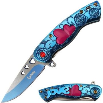 Snake Eye Tactical 7" Cupid Heart Ladies Pocket Knife SE-5216BL